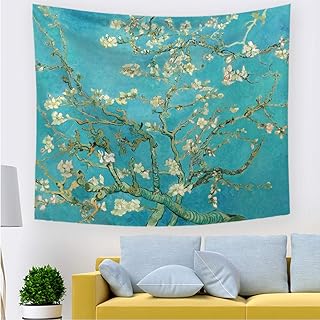 Arazzo da Parete,Moderno Psichedelico Creative Van Gogh Replica Il Fiore di Albicocche Tessuto Stampato Dimensione Grande Arazzo Telo da Spiaggia Panno Parete Arredamento per La Casa Corridoio Camera