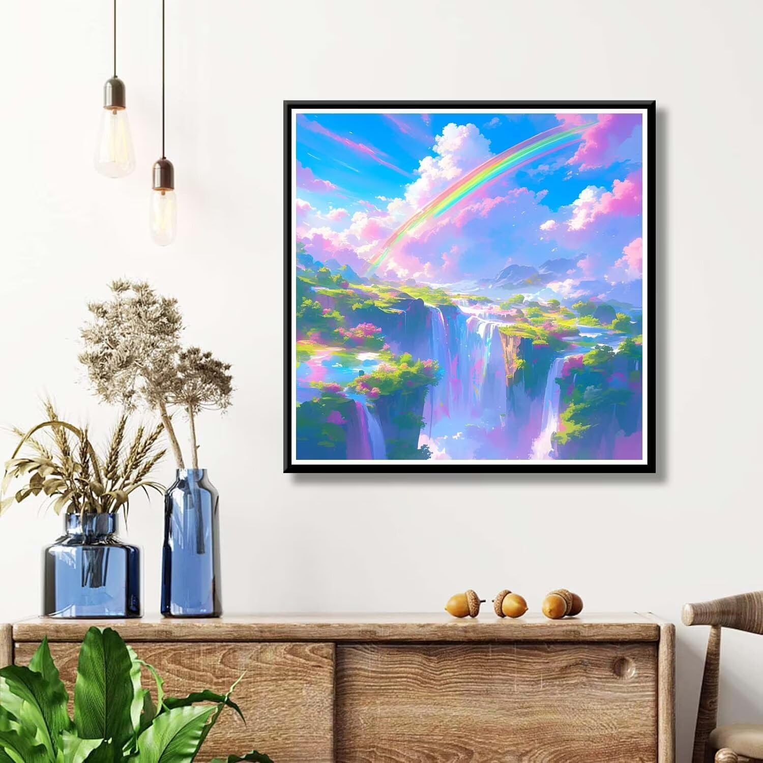 ダイヤモンドアート 虹 90x90cm 丸型 いビーズ ダイヤモンドペインティング アートセット 全面貼り付けタイプ ビーズアートモ