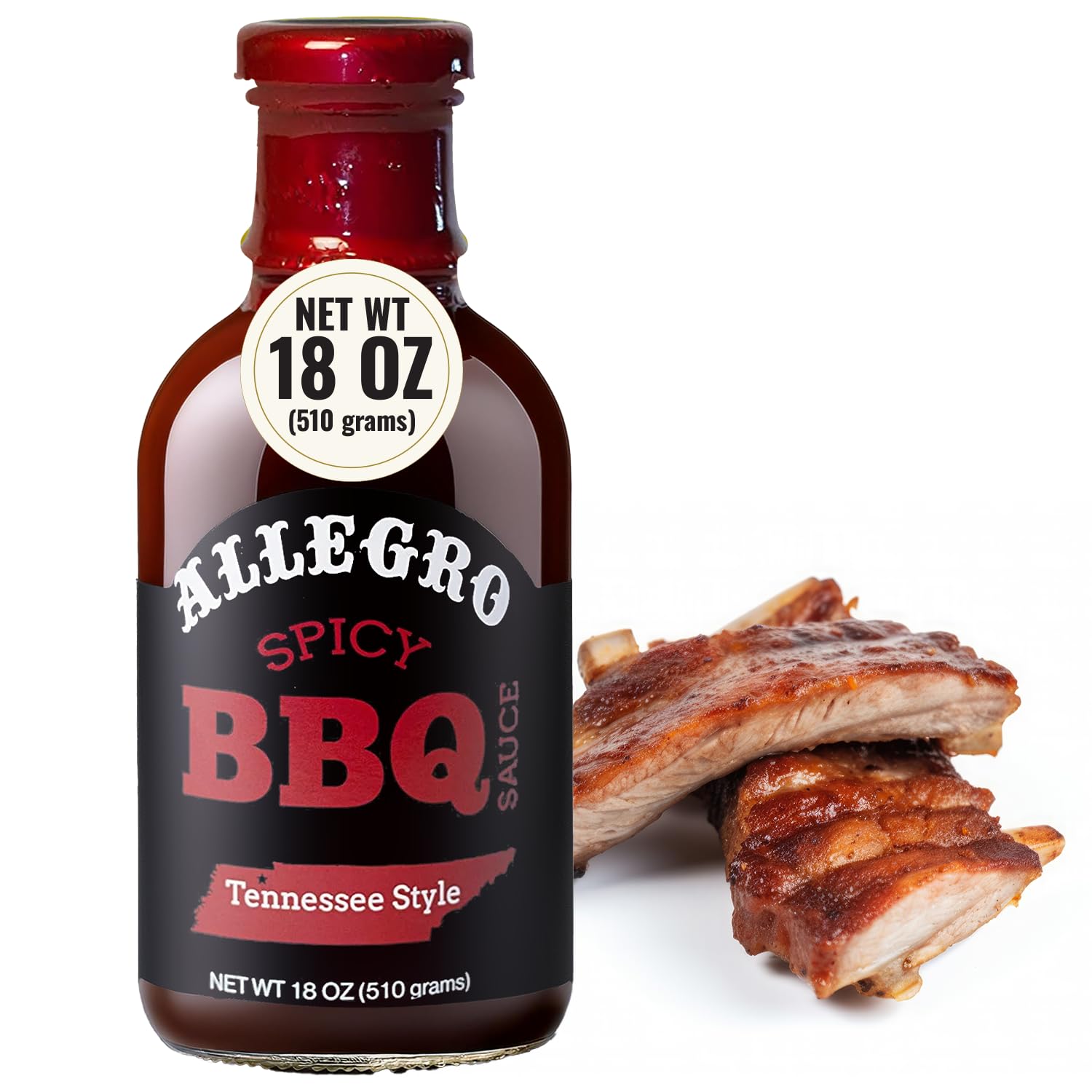 ALLEGRO - The Marinate Everything Marinades | Barbecue Sauce for Chicken, Pork, Ribs & Burgers | BBQ Sauce for Grilling, Dipping & Cooking | Kosher & Gluten Free | 18 Oz (Pack of 1) - Spicy