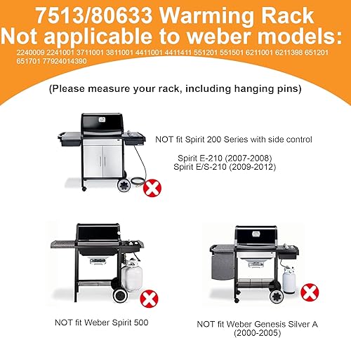 Miniatura 4 de SafBbcue 7641 Rejilla de calentamiento de repuesto para Weber Spirit E310 ES315 E320 E330 EP310 EPSP320 Genesis Spirit E210 E320 Rejillas de gas de