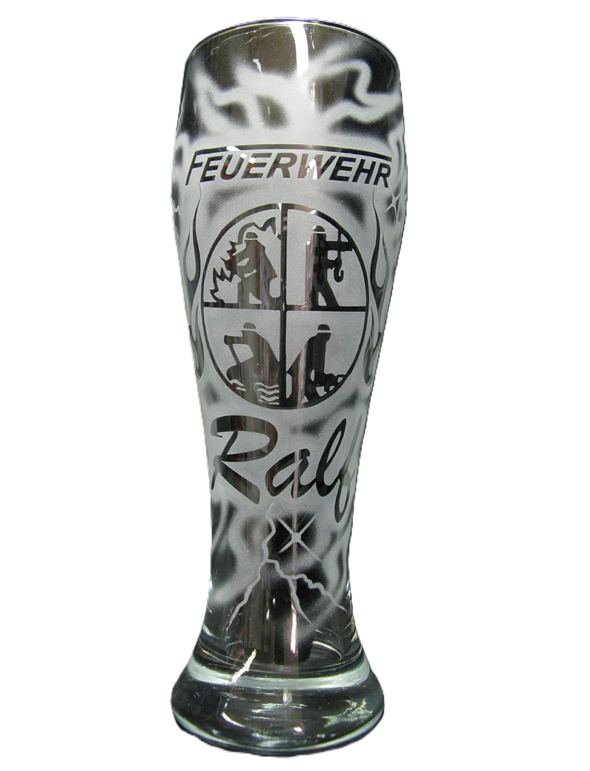 Weizenglas 0,5 l mit Gravur Feuerwehr Feuerwehrlogo und Name personalisiert Glas Bierglas Weizenbierglas Weißbierglas individuell Geschenk freiwillige Jugendfeuerwehr Berufsfeuerwehr FFW Feuerwehrmann