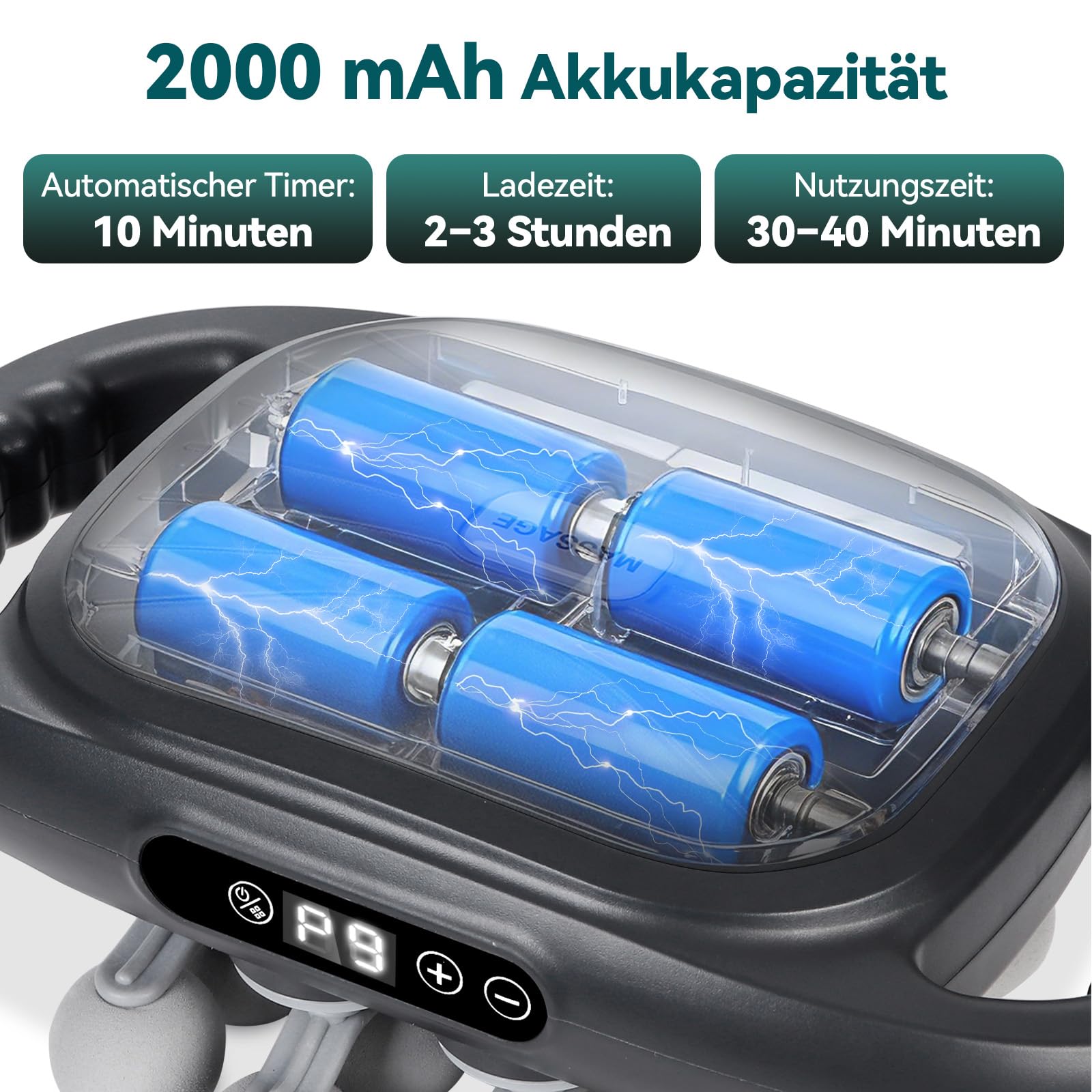 8/16-Kopf-Massagegerät mit Rotlicht zur Linderung von Muskelverspannungen und Müdigkeit,Tiefenmassagepistole für die Muskulatur, 9 Geschwindigkeiten und 9 Modi für Training und täglichen Gebrauch