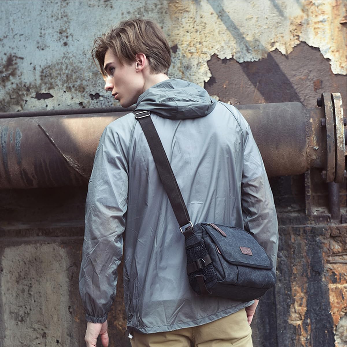 Bolso bandolera para hombre, bandolera de lona estética