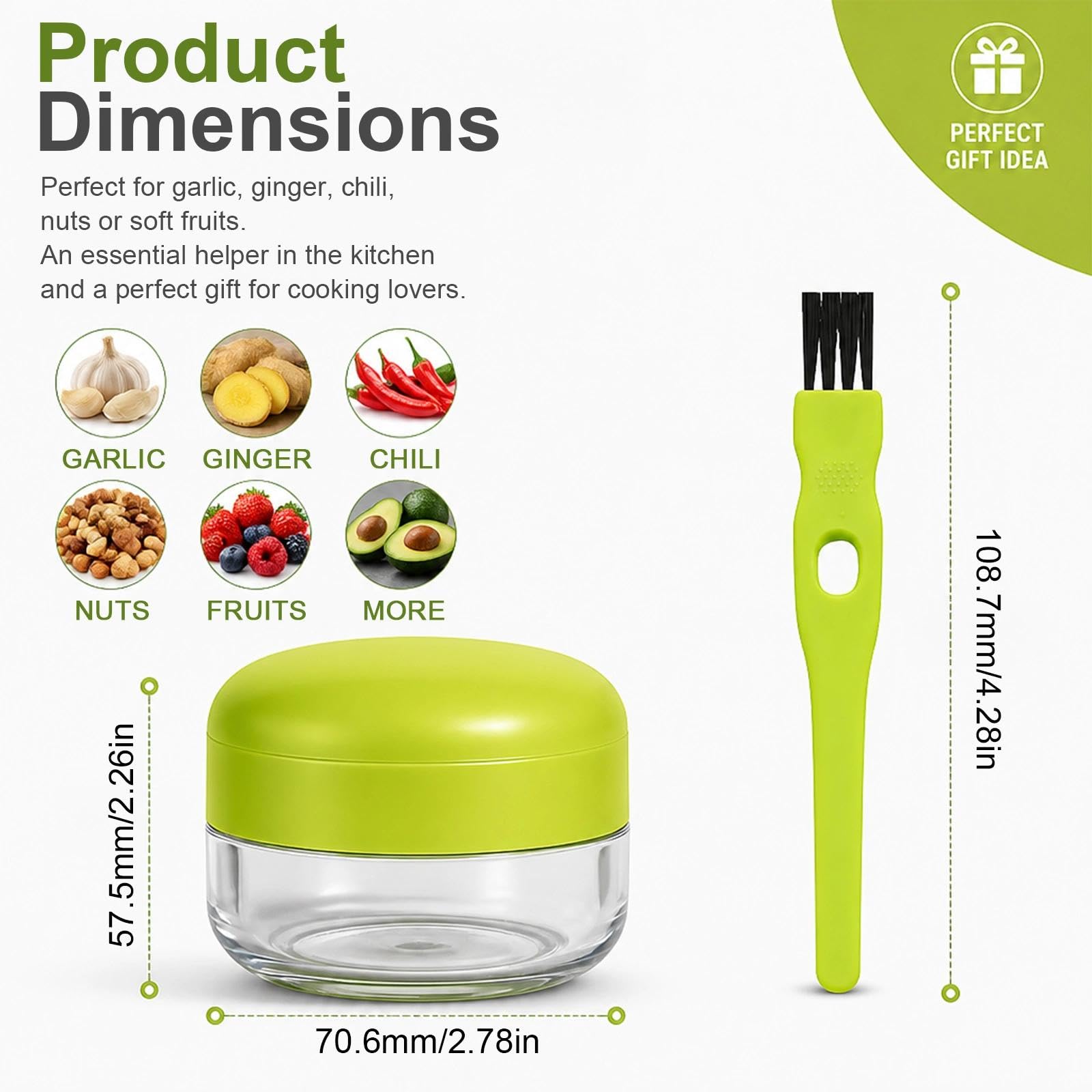 Mini Presse Ail, Coupe Ail, Emballé avec Boîte, Vert | Presse Ail Inox en Plastique PP, Multifonctionnel Ecrase Ail avec Brosse de Nettoyage, pour Ail, Gingembre et Fruits