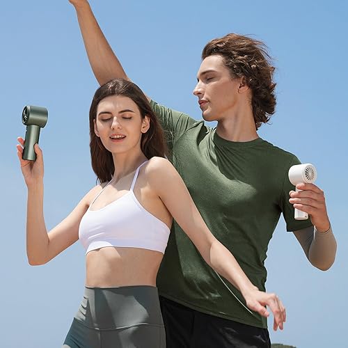 Miniatura 8 de JISULIFE Ventilador de mano portátil, velocidad (1-100) Turbo Mini ajustable y batería de 3600 mAh, ventilador personal recargable, pantalla