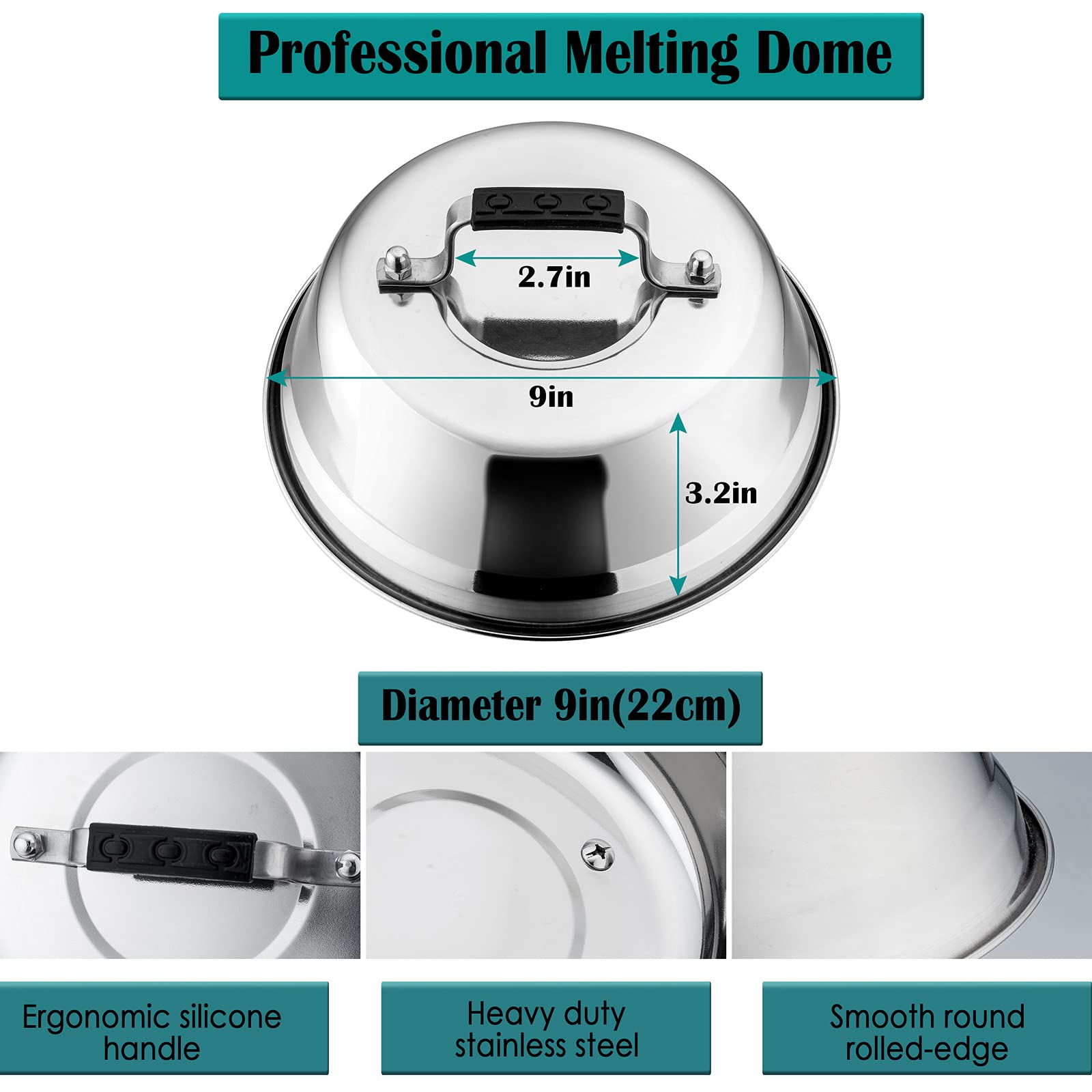 HaSteeL Set 20 Accessori Per Piastra In Acciaio Inox - Con Campana 22,9cm, Spatole, Pressa Ghisa, Anelli Uovo