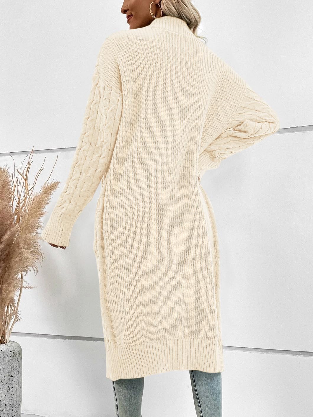 Saodimallsu Cardigan long en tricot épais pour femme, ample, léger, élégant, décontracté, uni, ouvert sur le devant, avec poches
