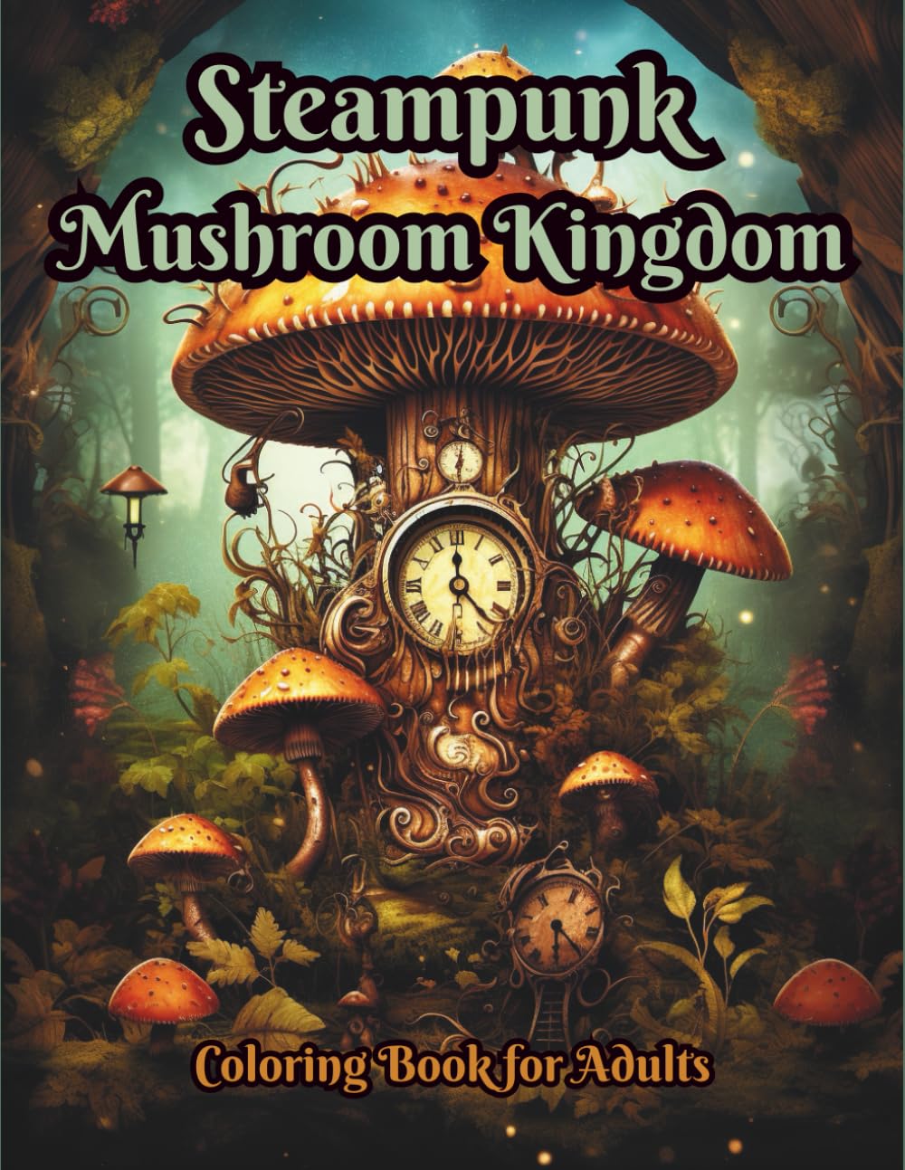 STEAMPUNK MUSHROOM KINGDOM: Intricate Fantasy Coloring Book for Adults: 100 Single-Sided Mechanical Mushrooms, Clockwork Worlds & Surreal Botanical ... Pages with High-Detail Steampunk Designs