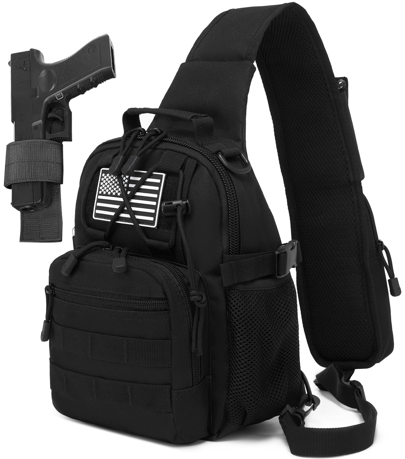 Small Tactical Holster Sling Backpack Accessories Shoulder Pouch Water Bottle & Radio Holder Crossbody Bag for Men