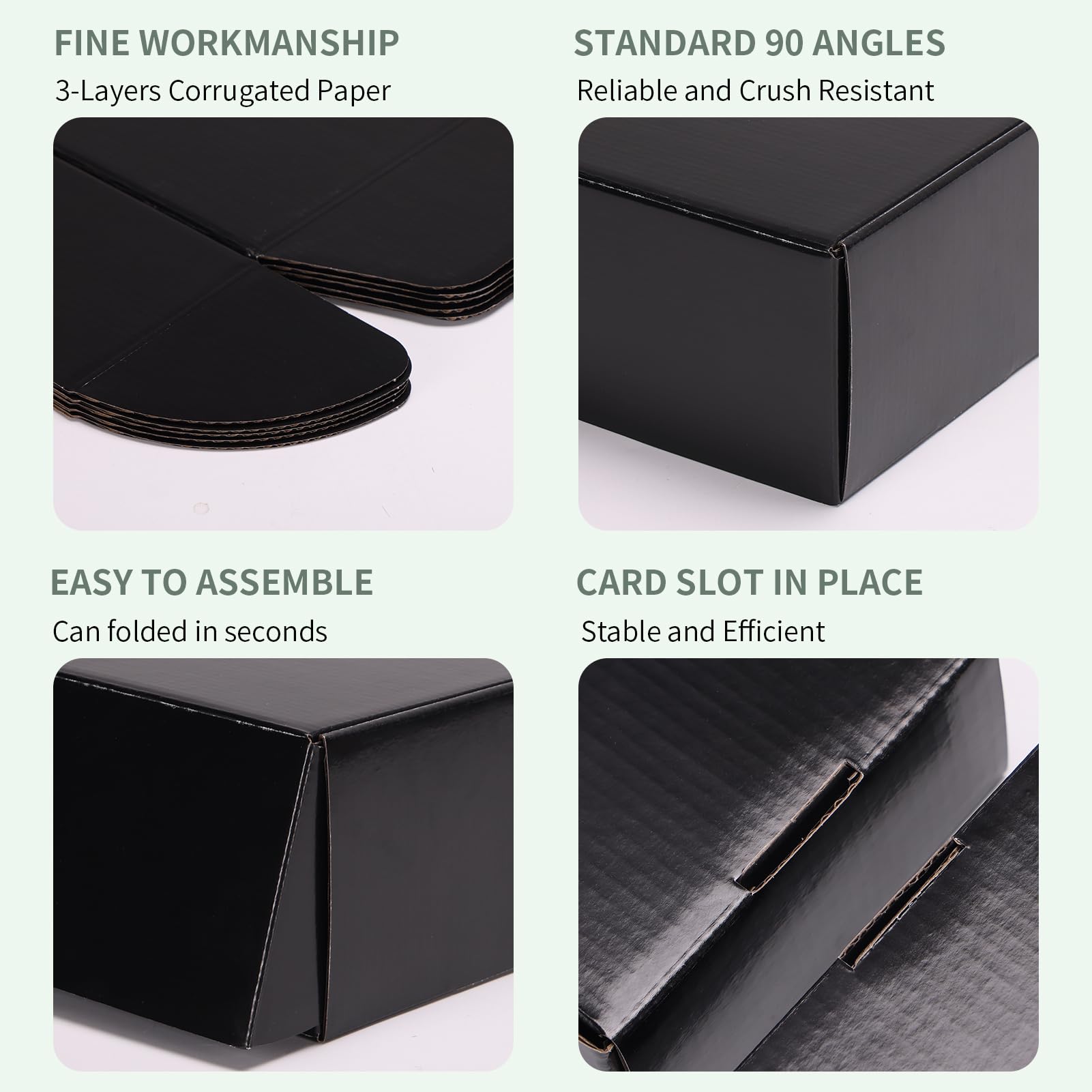 Rempry Versandkartons aus Wellpappe, 17,8 x 17,8 x 10,2 cm, Schwarz, 30 Stück, für kleine Unternehmen, kleine Geschenkboxen für den Versand von Geschenken