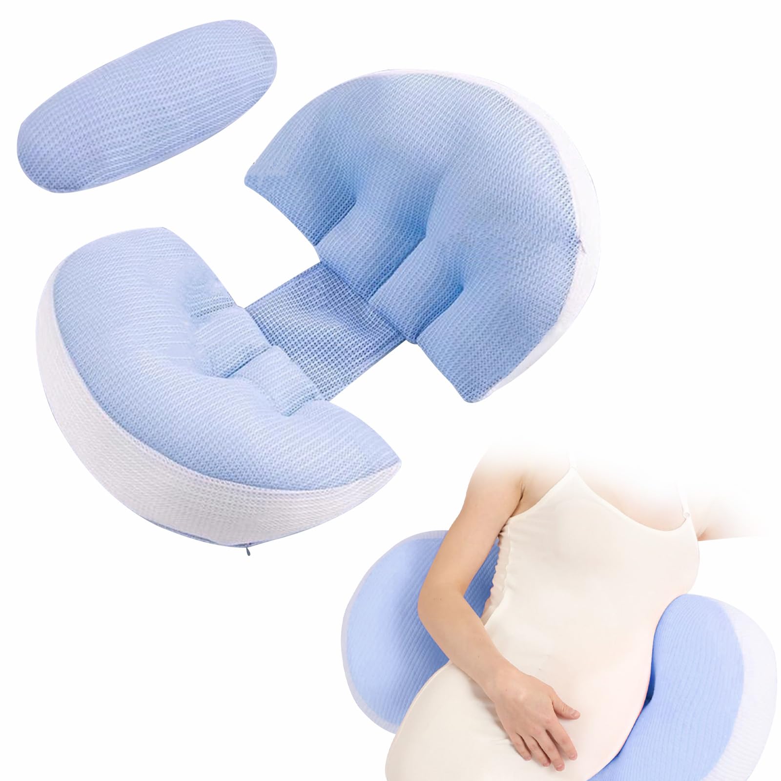 TopHomer Almohada de embarazo ajustable (almohada de maternidad) – Soporte de cuerpo completo para abdomen, espalda y caderas, funda de almohada extraíble agradable a la piel, alivia el dolor de