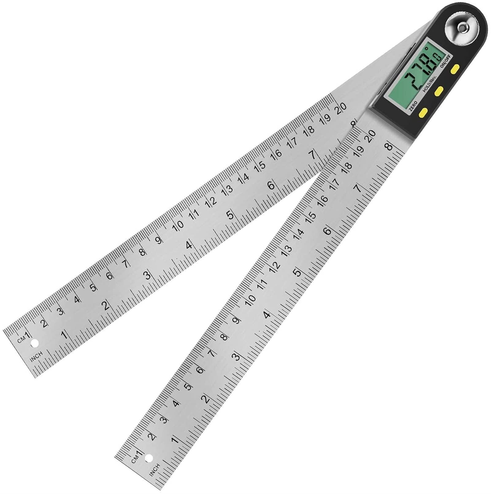 Rapporteur d'angle numérique 0-360° avec règle acier 200mm pour construction bois et menuiserie