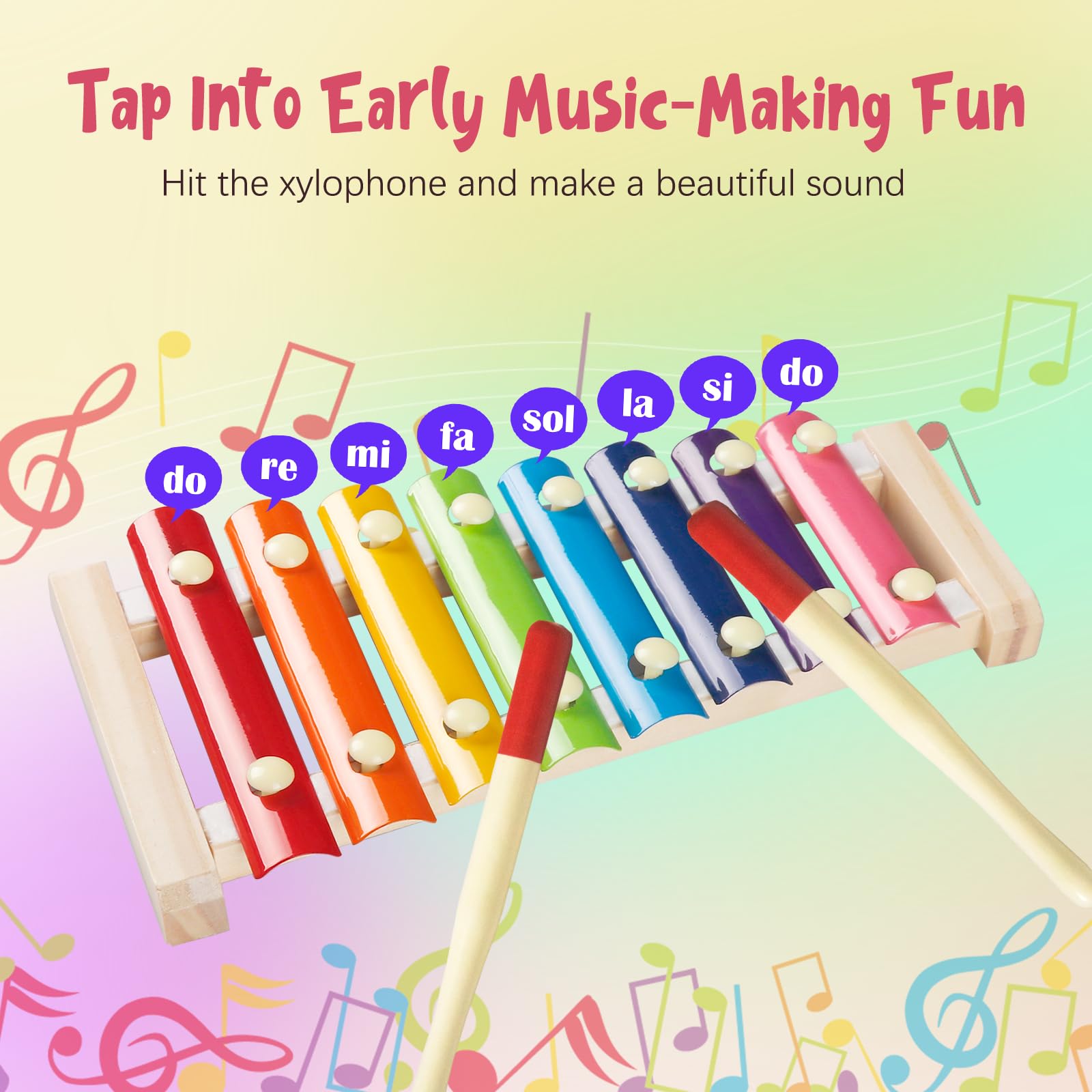 Jouets Bebe 6 en 1 Montessori Cube Activite Xylophone Jouet en Bois Cadeau pour Bebe Fille Garcon