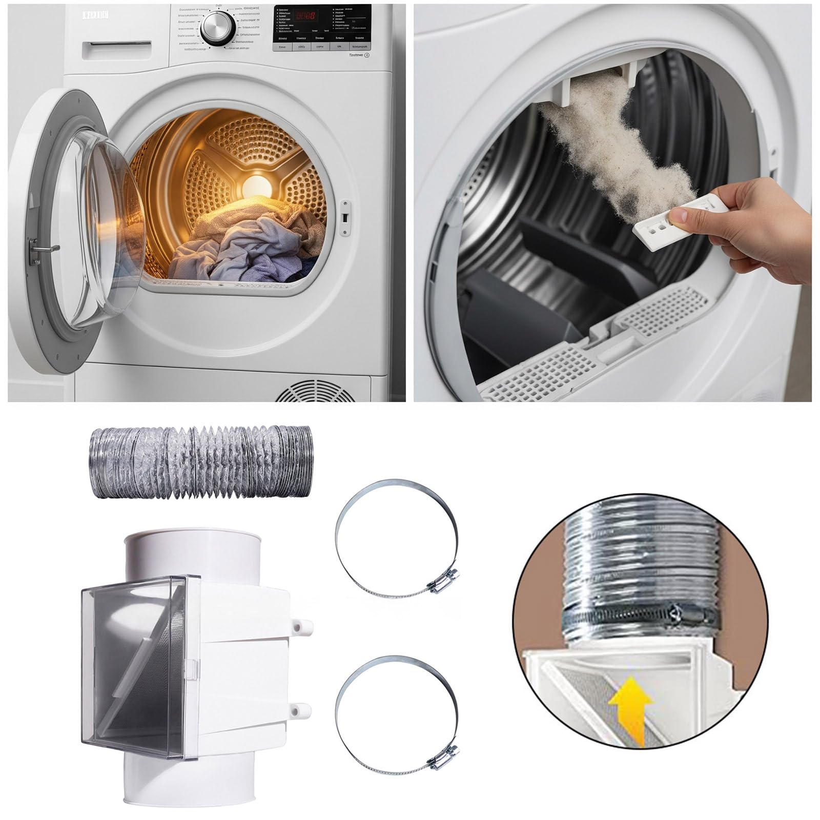 Filtro antiparticolato per asciugatrice da 10,2 cm, protezione fiamma migliora l'efficienza e riduce il rischio del filtro del canale dell'asciugatrice