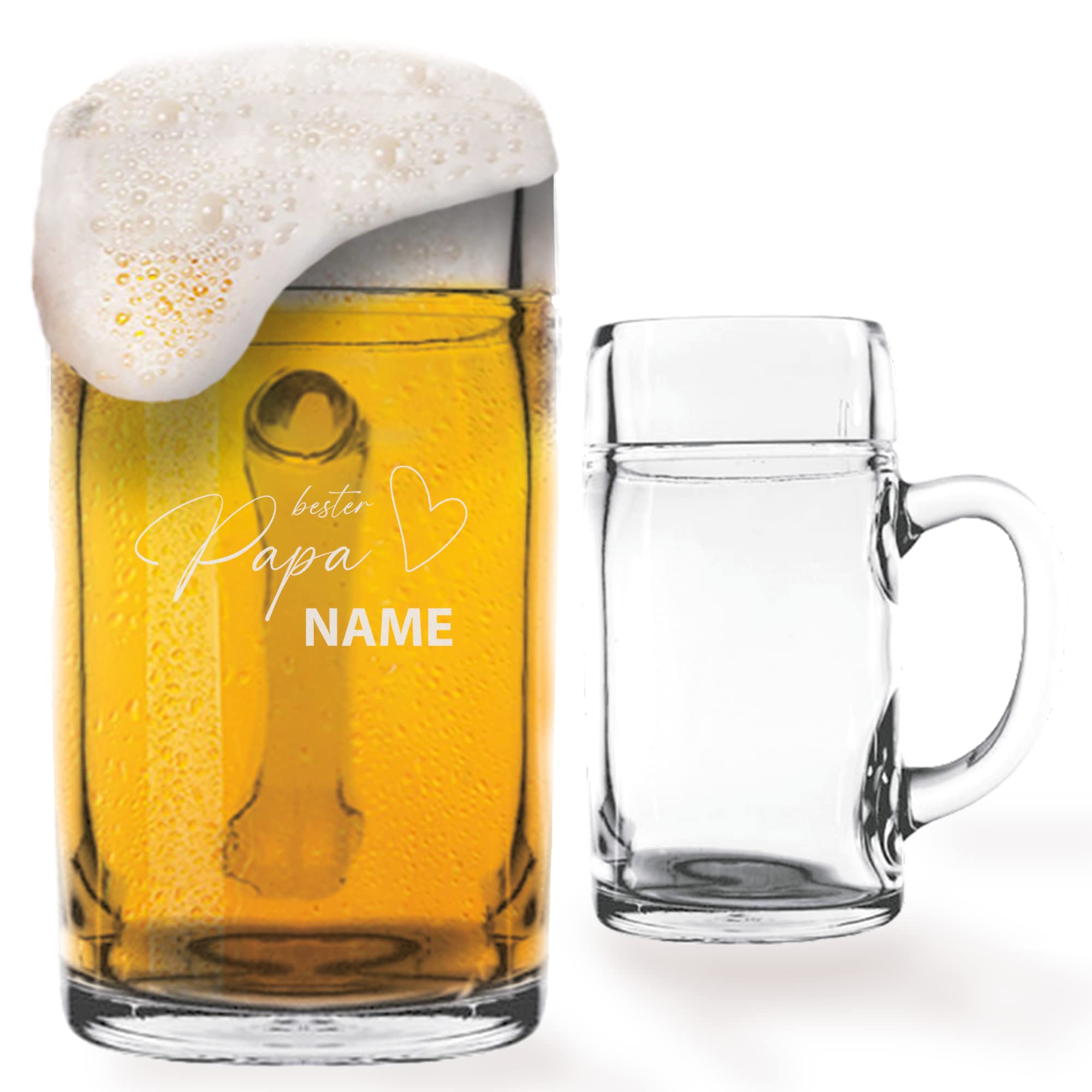 GRAVURMACHERBeer Mug with Engraving – Stölzle Oberglas – Styria 1.0 L – Für den beste Papa der Welt – Gift for Father's Day – Birthday Gift as a Man – Motif 09