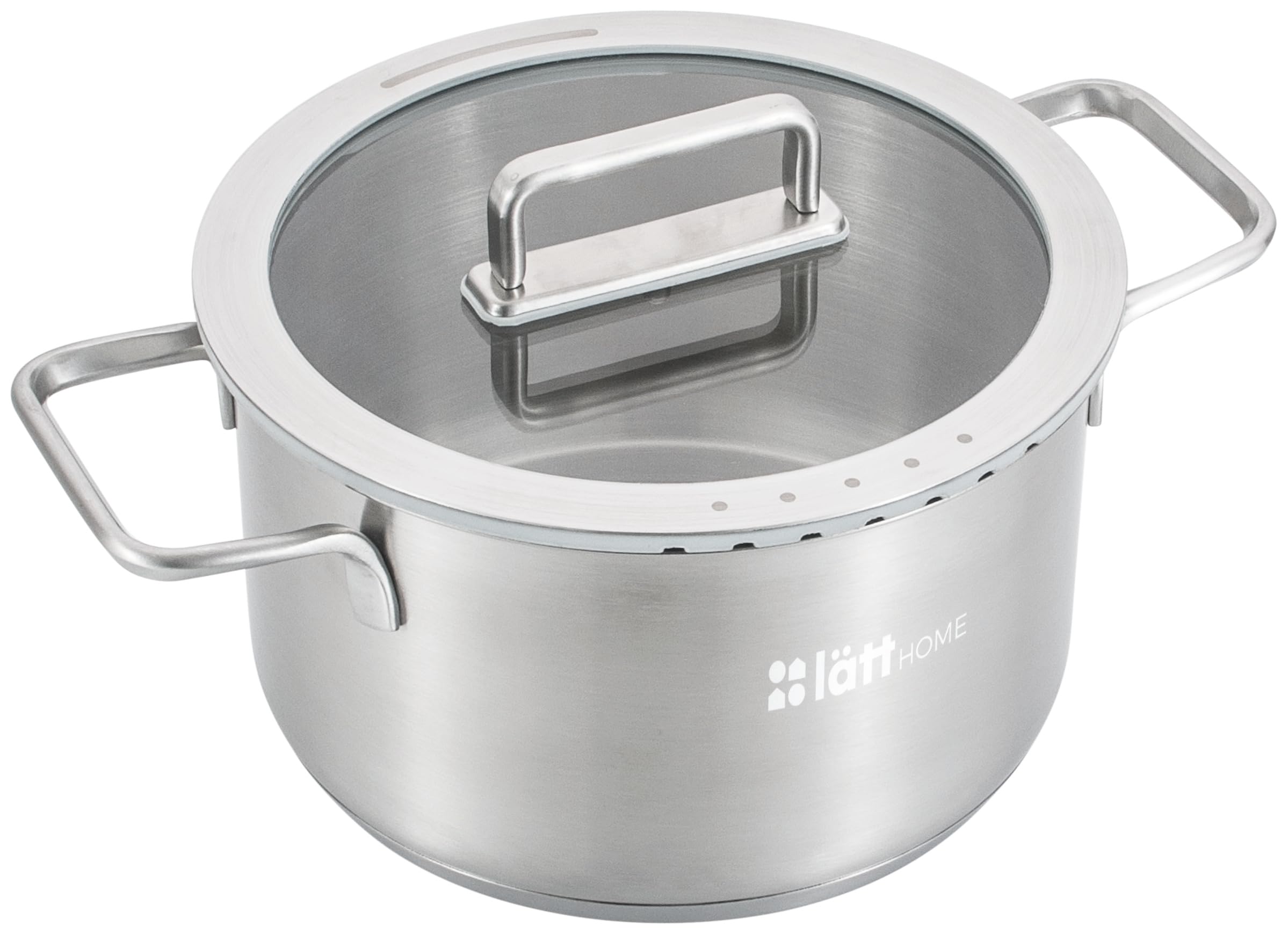 Casseruola in acciaio inox 20 cm diametro adatta per fornelli a induzione in vetroceramica gas elettrico e forno - coperchio con bordo in silicone - fondo Full Induction 5 strati - privo di