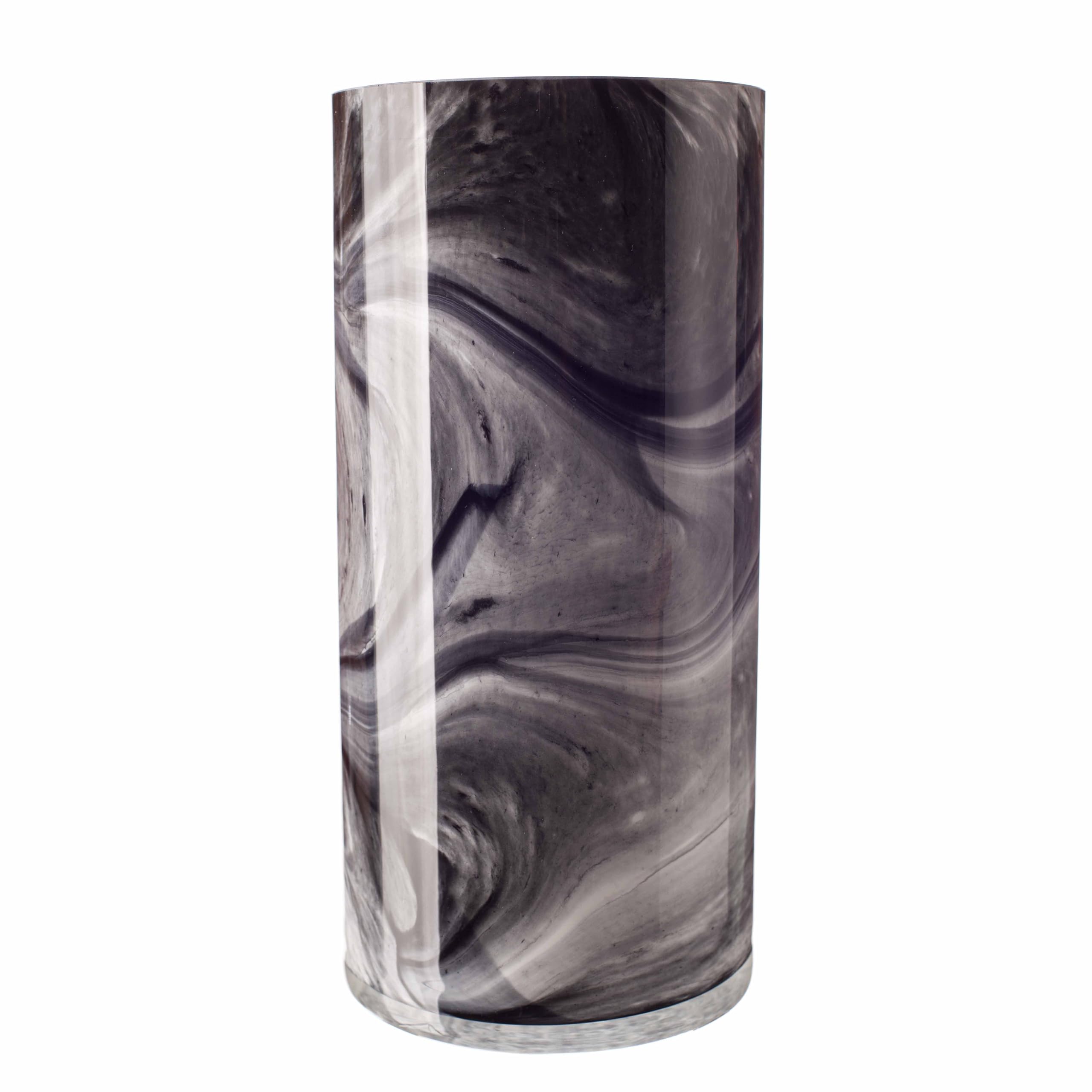 Tall Cylinder Vase in Grey and Black (Night Sky) (H-25cm)