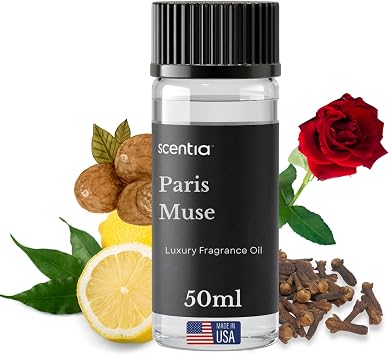 Scentia Paris Muse Hotel Scent Diffuser Oil Luxury Fragrance Inspired by Hotel Costes Paris 50 mL Rose, Sandalwood & Clove Essential Oil Blend for Home, Office & Aromatherapy Diffusers
