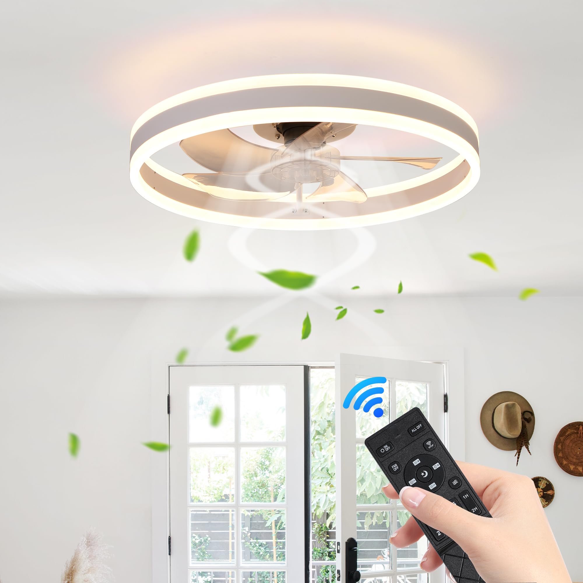A Ceiling Fan with Adjustable LED Lights, Designed in a Stylish and Elegant European and American Style