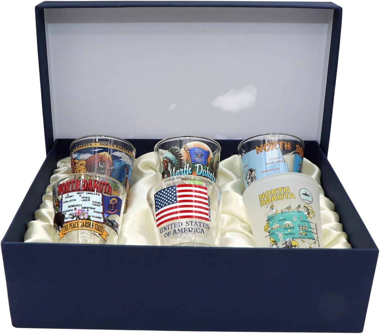 World By Shotglass North Dakota United States USA Souvenir Boxed Shot Glass Set (Set of 6)