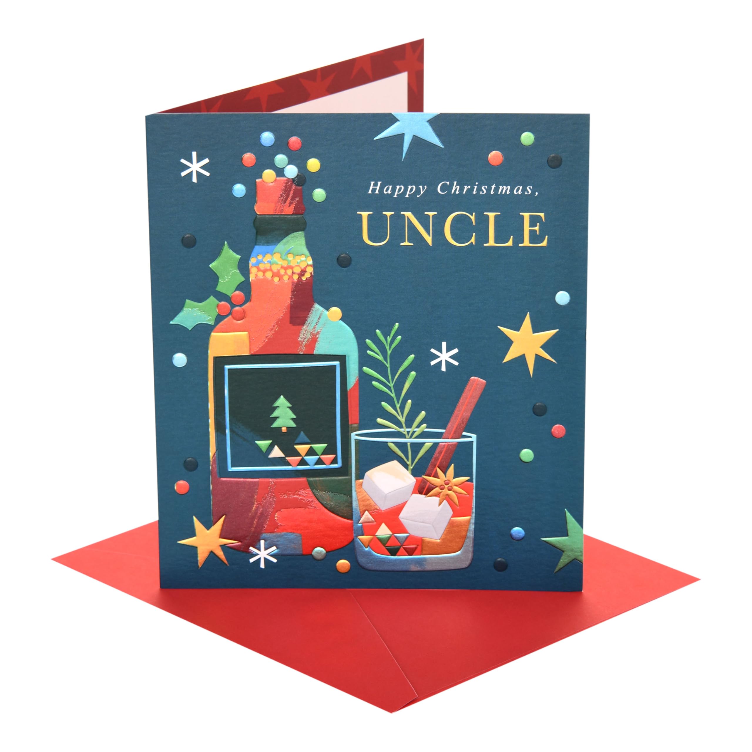UK Greetings | Christmas Card for Uncle | Xmas Presents | Him, Boys, Men | alcohol | With Envelope | 18.4 x 15.9 cm