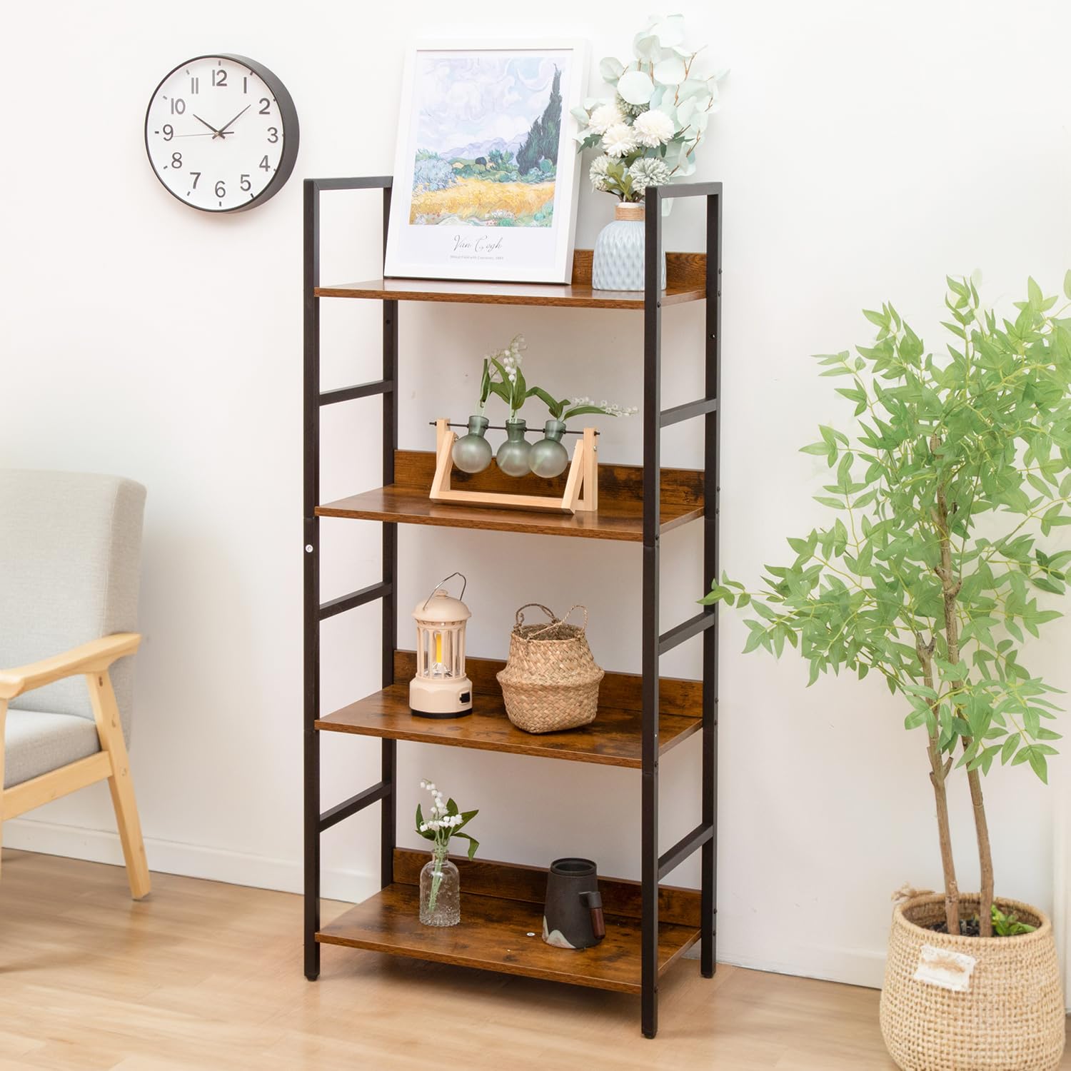 Amazon｜Qucover オープンラック シェルフ スチールラック 本棚