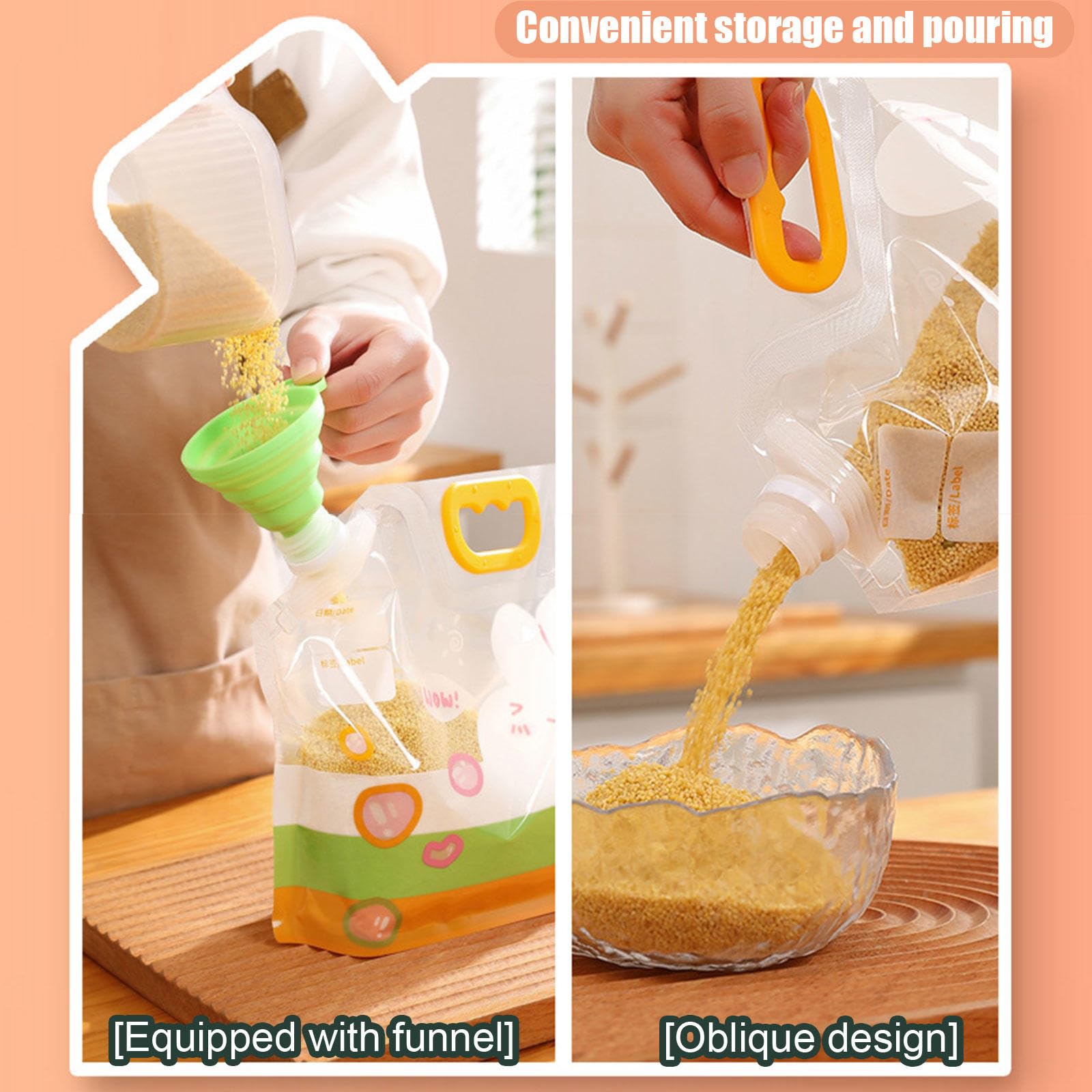【Confezione da 12】 Borsa Portaoggetti Sigillata per Cereali e Riso - Contenitori per Cereali Ermetici Resistenti All'umidità con Coperchi - Sacchetti Portaoggetti Stand-up,9.8"x9.1"