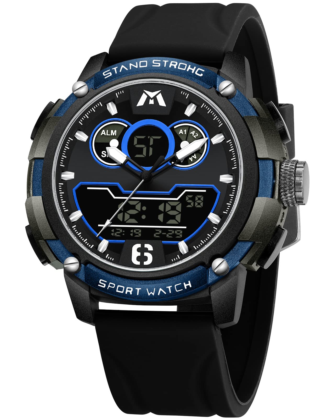 MEGALITHMens Watches Digital Sports Waterproof Outdoor Analogue Digital Wrist Watches with LED Back Light/Stopwatch/Alarm/Calendar Watches for Men