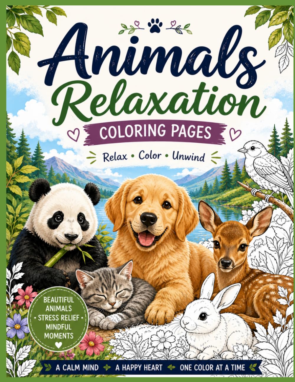 Animals Relaxation Coloring Pages: Relax, Unwind, and Enjoy Beautiful Animal Designs