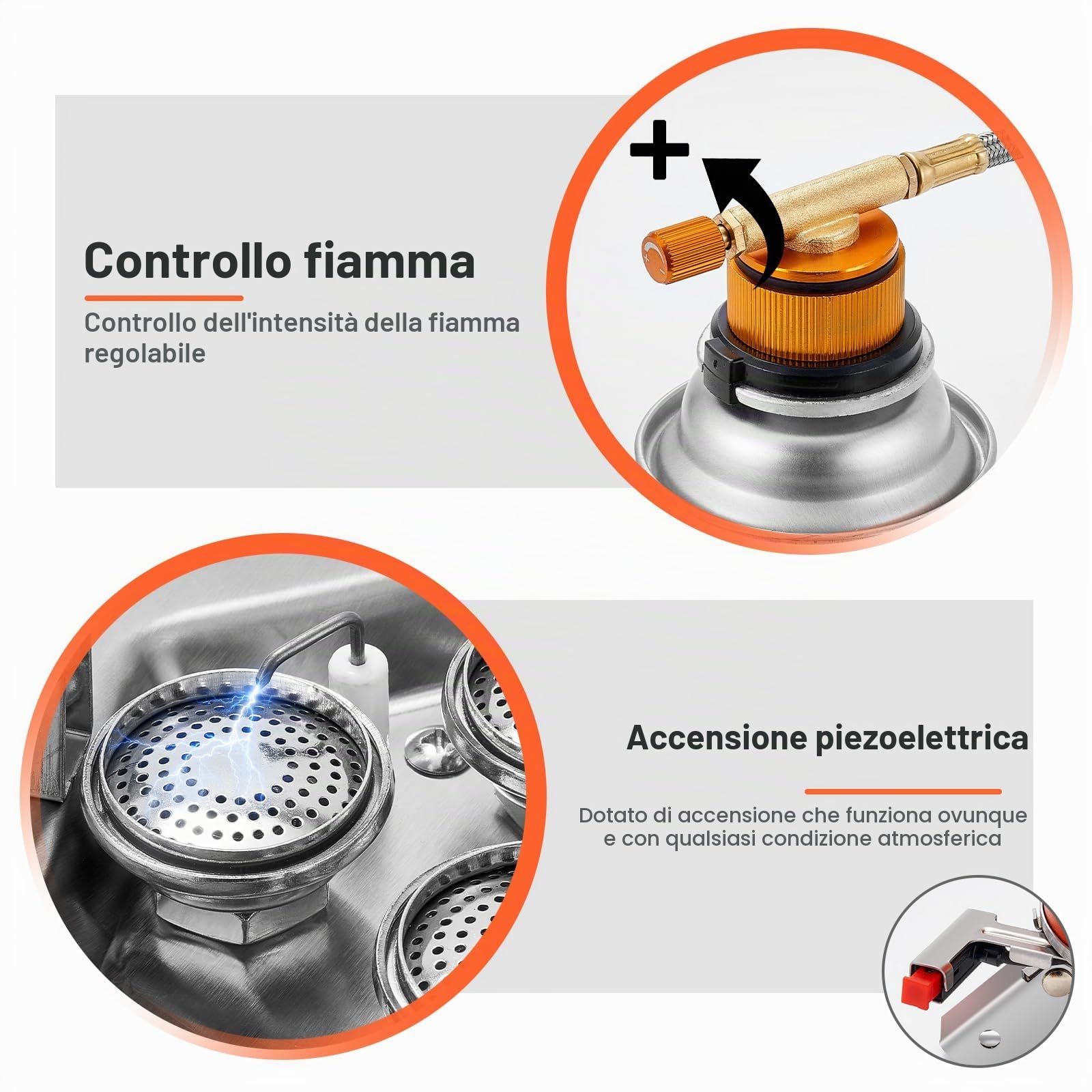 Odoland Fornello da campeggio, 4000 W, resistente al vento, regolabile, leggero fornello a gas per zaino in spalla, bruciatore portatile a gas propano per campeggio e escursioni con scatola in EVA