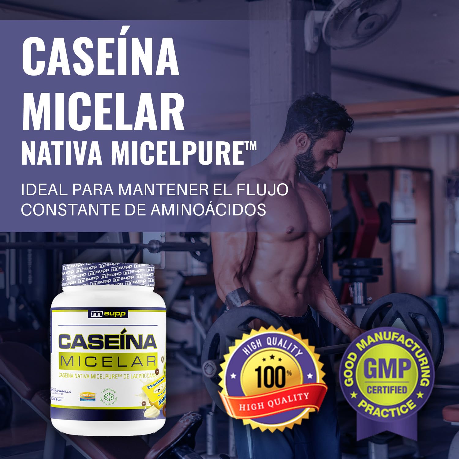 Caseina micellare - 1 Kg - Gusto crema pasticcera Vaniglia - Proteine ​​della caseina - Aumenta la Massa Muscolare - Rilascio prolungato di aminoacidi - Recupero Post Allenamento