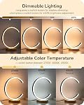 EDISHINE Modern LED Table Lamp, C-Shaped Bedside Lamp with 3 Color Temperature & Dimming, Upgraded Switch, Silicone Lampshade & Solid Wood Base, Nightstand Lamp for Living Room, Bedroom, Black