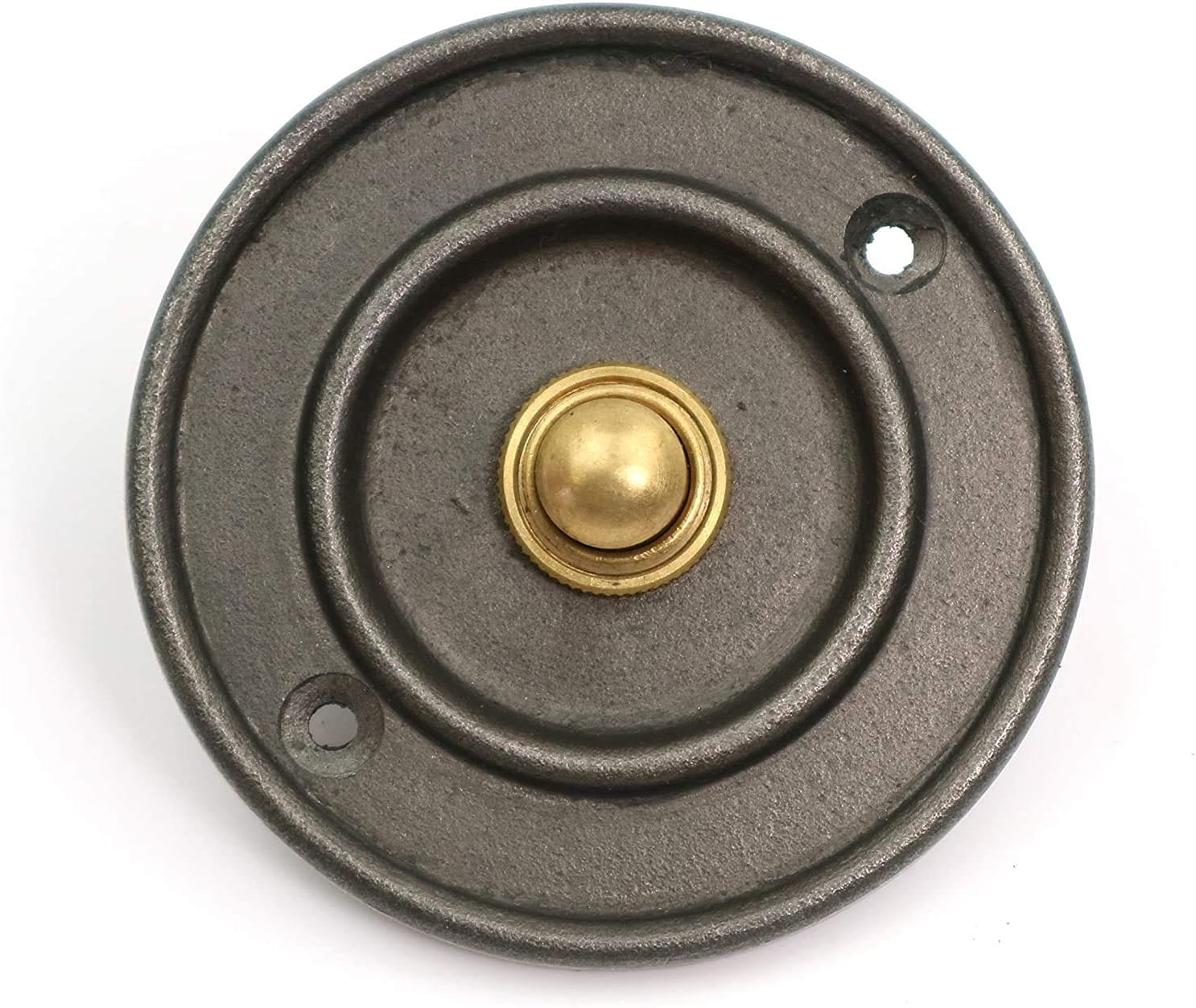 ACL Traditional Cast Iron Door Bell Push Button - 80mm Size, Round Plain Design with Brass Button