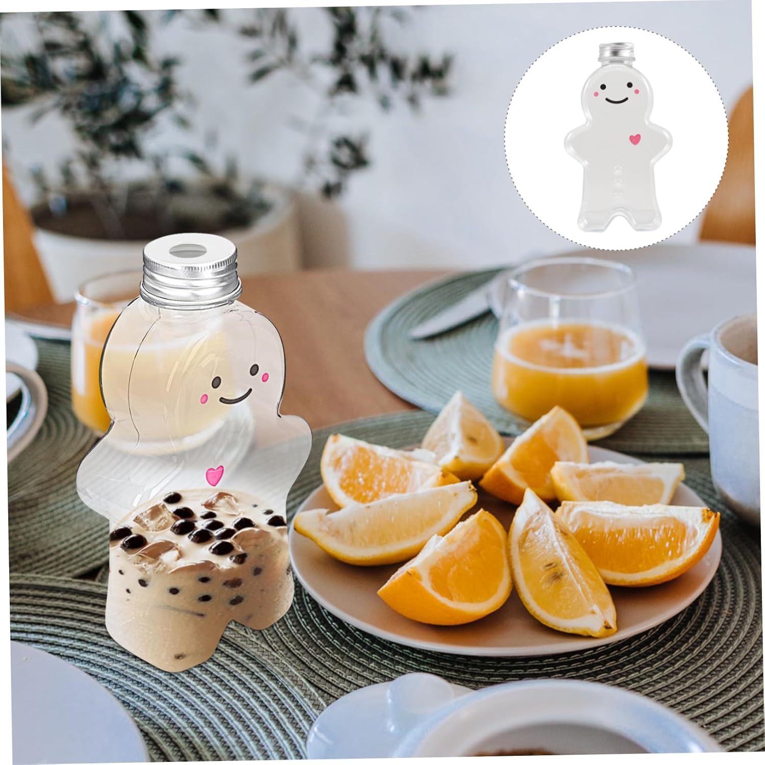 10pcs Pet Juice Bottles Lids Reusable Drink Containers for Juices Cocktails for Parties and Daily Use