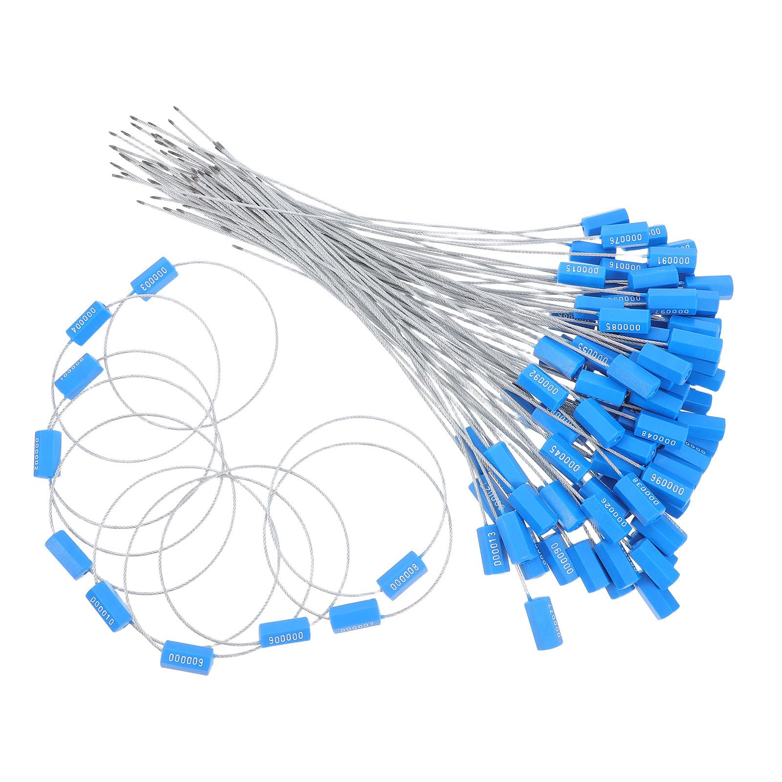 100 Pièces Scellé de Sécurité Câble Acier, Anti-effraction, Bleu