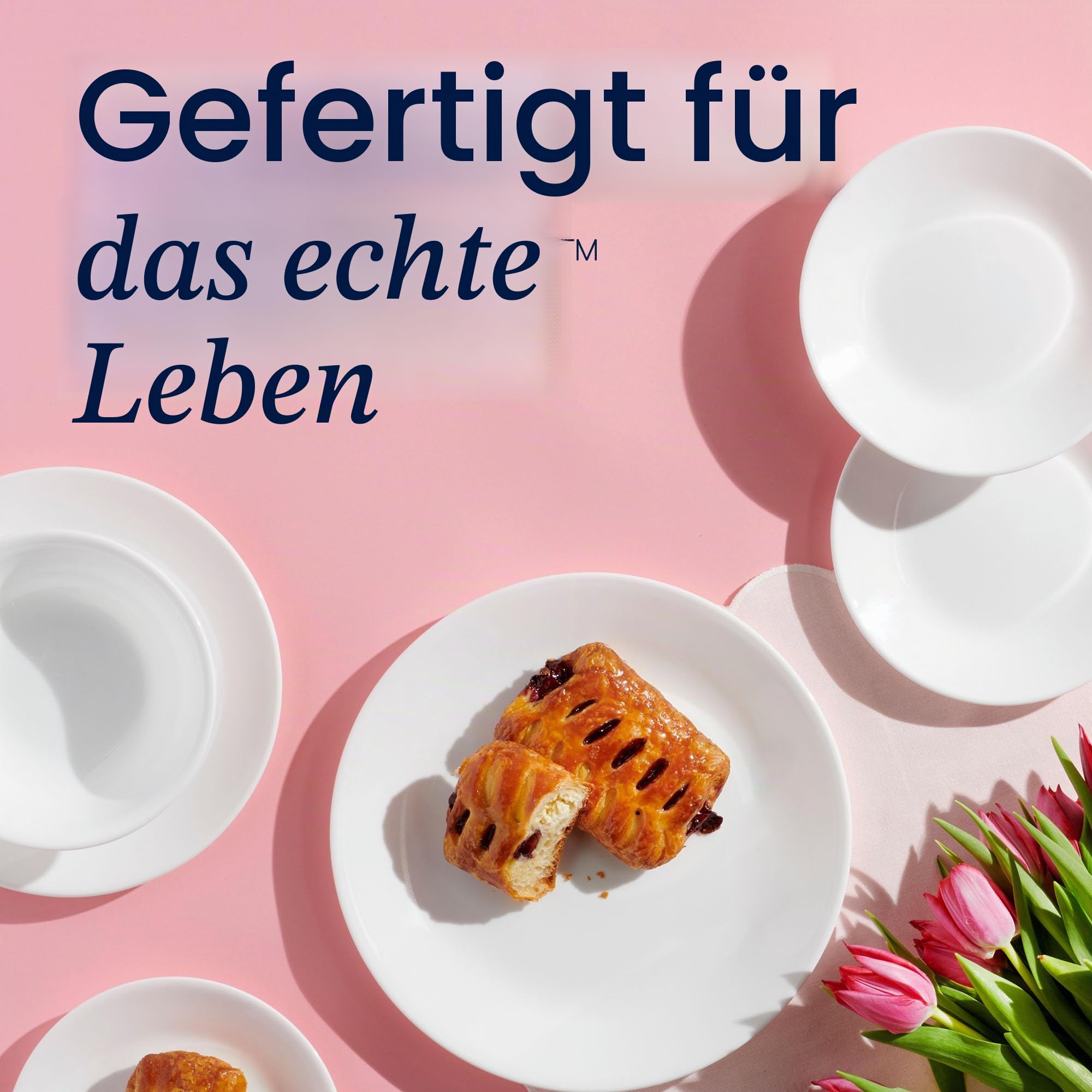 Corelle Vitrelle 8-teiliges Speiseteller-Set, dreischichtiges Glas und splitterfest, leichte runde Teller, Winter Frost White