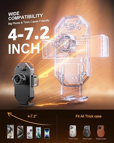 Miniatura 7 de SUPERONE Soporte de teléfono 3 en 1 para automóvil ventosa y clip más fuertes Soporte de teléfono ajustable de 360 para tablero, ventilación,