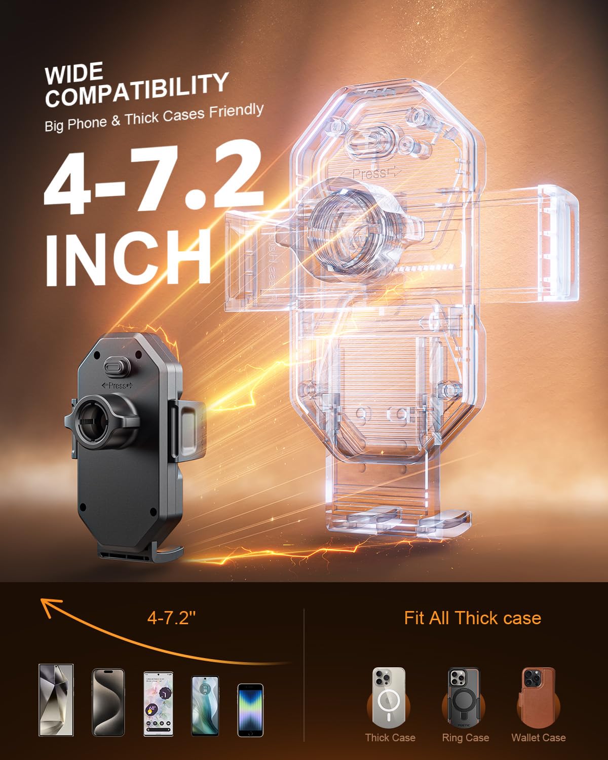 SUPERONE 3-in-1 Car Phone Holder [Strongest Suction Cup & Clip] 360° Adjustable Car Phone Mount for Dash/Vent/Windshield, Phone Holders for Your Car Accessories for iPhone 17/16/15/14 Samsung Android