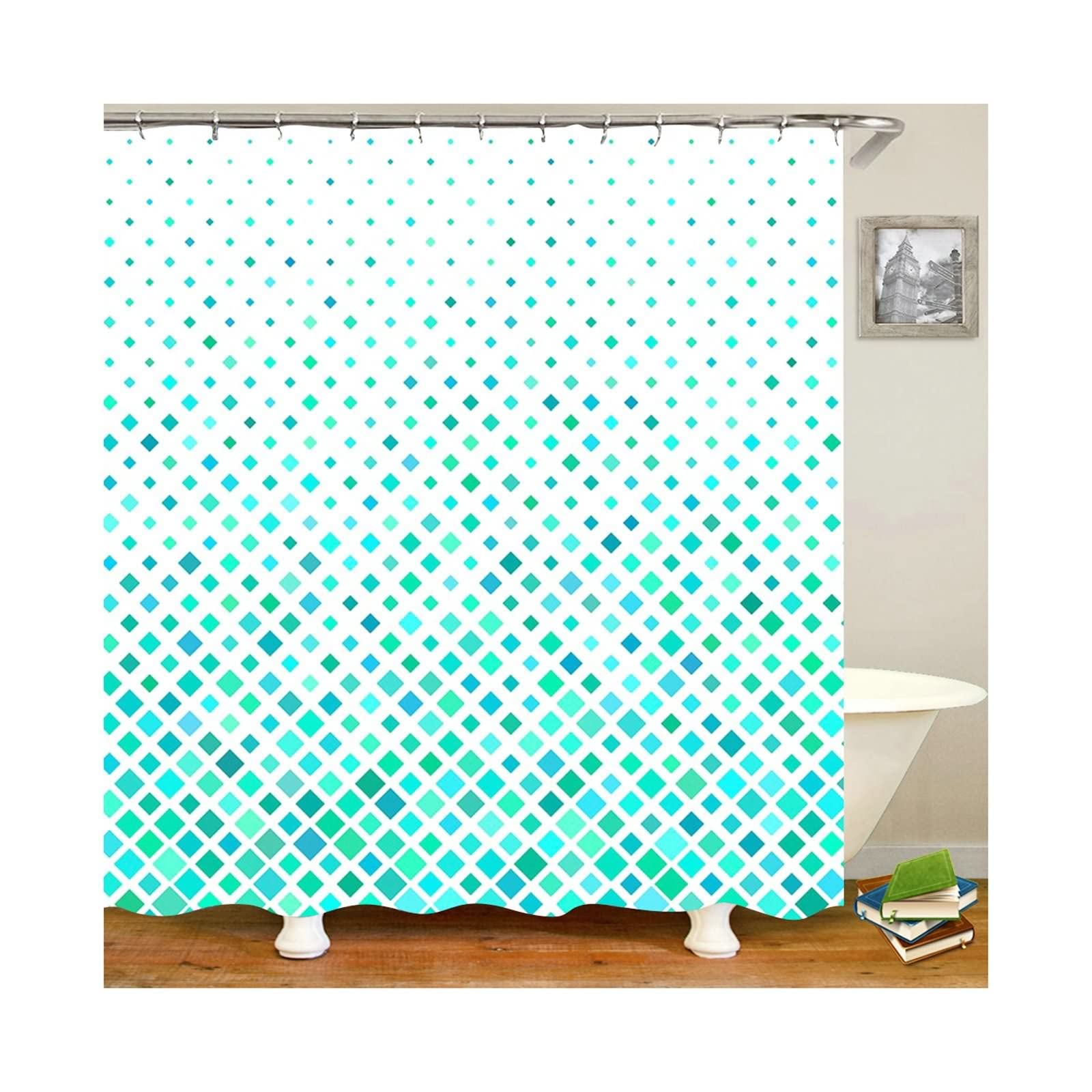 Tenda Doccia Tessuto, Poliestere Multicolore Modello quadrato Tenda doccia in tessuto per bagno, 180x200cm