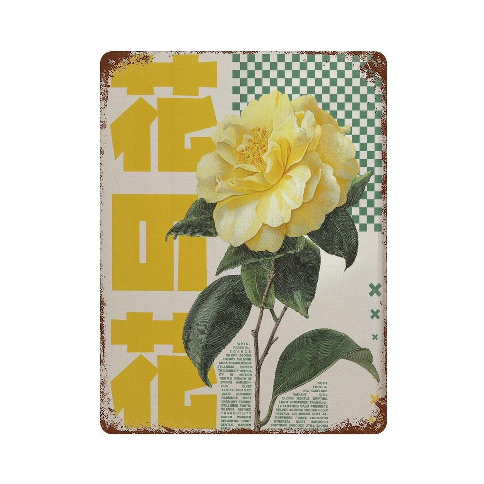 xiaoxiaoshen Yellow Camellia Flower. Modern Indie Y2k Wall Decor Art Metal Tin Poster Modern Home Decor Art Home Bar Shop Decorations Vintage Sign 40x30cm