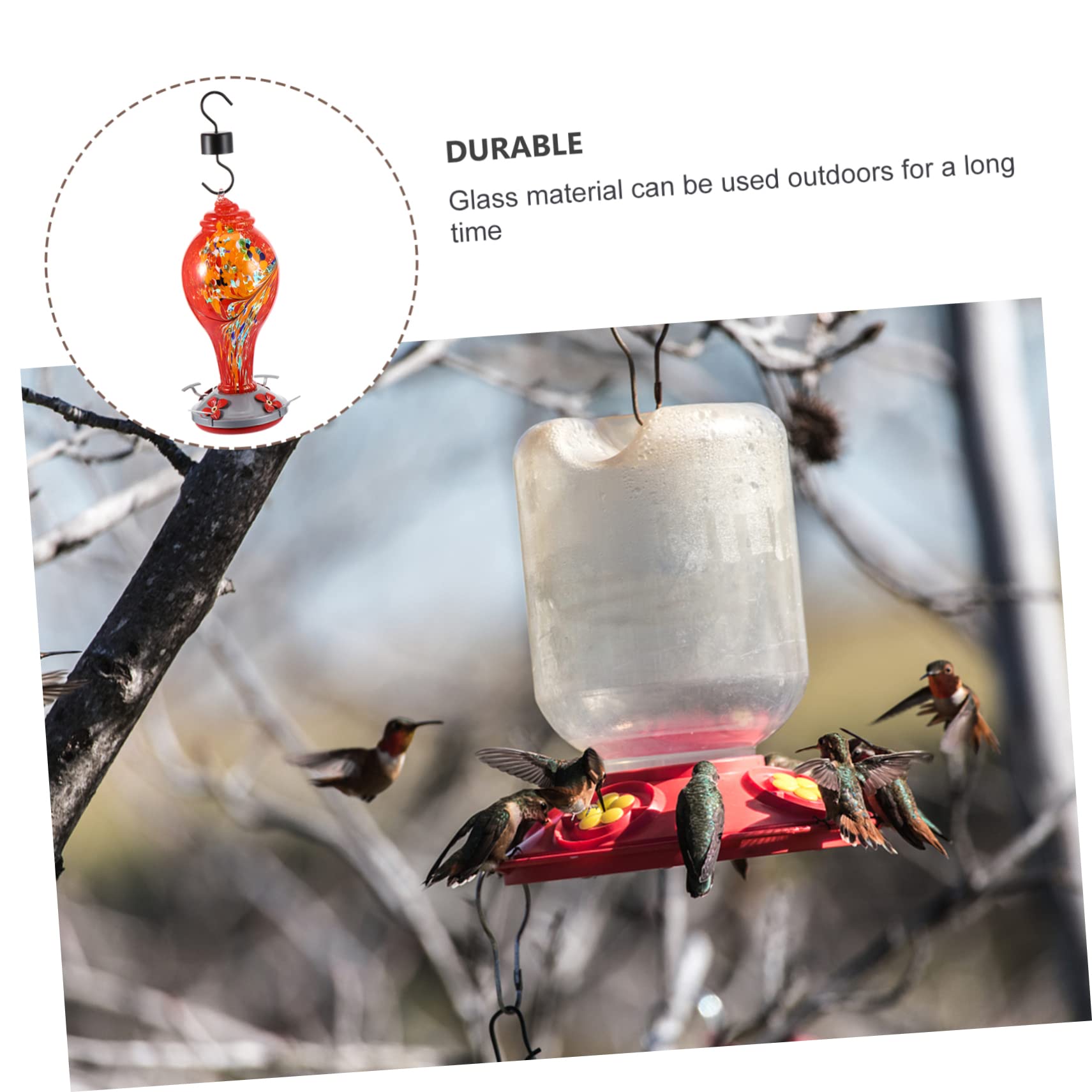 Yardwe Kreatives Hängendes Vogelfutterhaus aus Glas und Eisen mit Blumenform Sicher für Kleine Singvögel und Kanarienvögel im Garten und Außenbereich