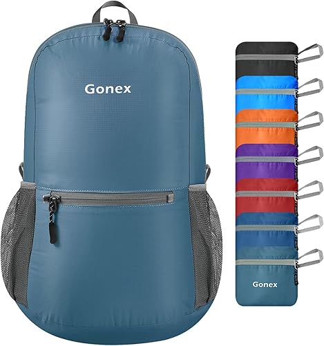 Miniatura 9 de Gonex Mochila Ultraligera Plegable de 20L, Práctica, Plegable para Camping, Viajes al Aire Libre, Ciclismo, Mochila Escolar Azul oscuro,Gris,Negro