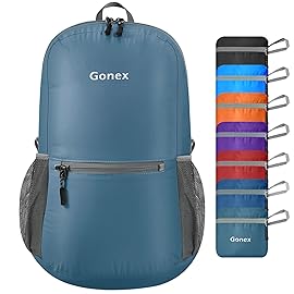 Gonex Ultra Lightweight Packable Backpack Daypack Handy Foldable Camping Outdoor Travel Cycling Backpacking(Grey Blue)