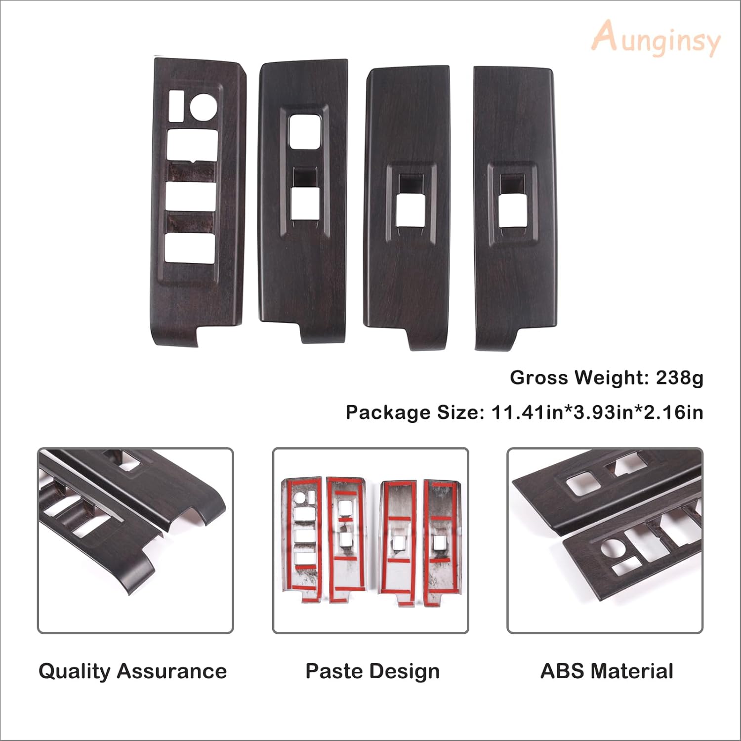 Aunginsy Car Door Window Glass Lift Button Panel Trim Cover Compatible with Toyota Tundra/Sequoia 2022-2025 Car Front and Rear Doors Armrest Window Control Switch Decorative Frame Sticker Accessories