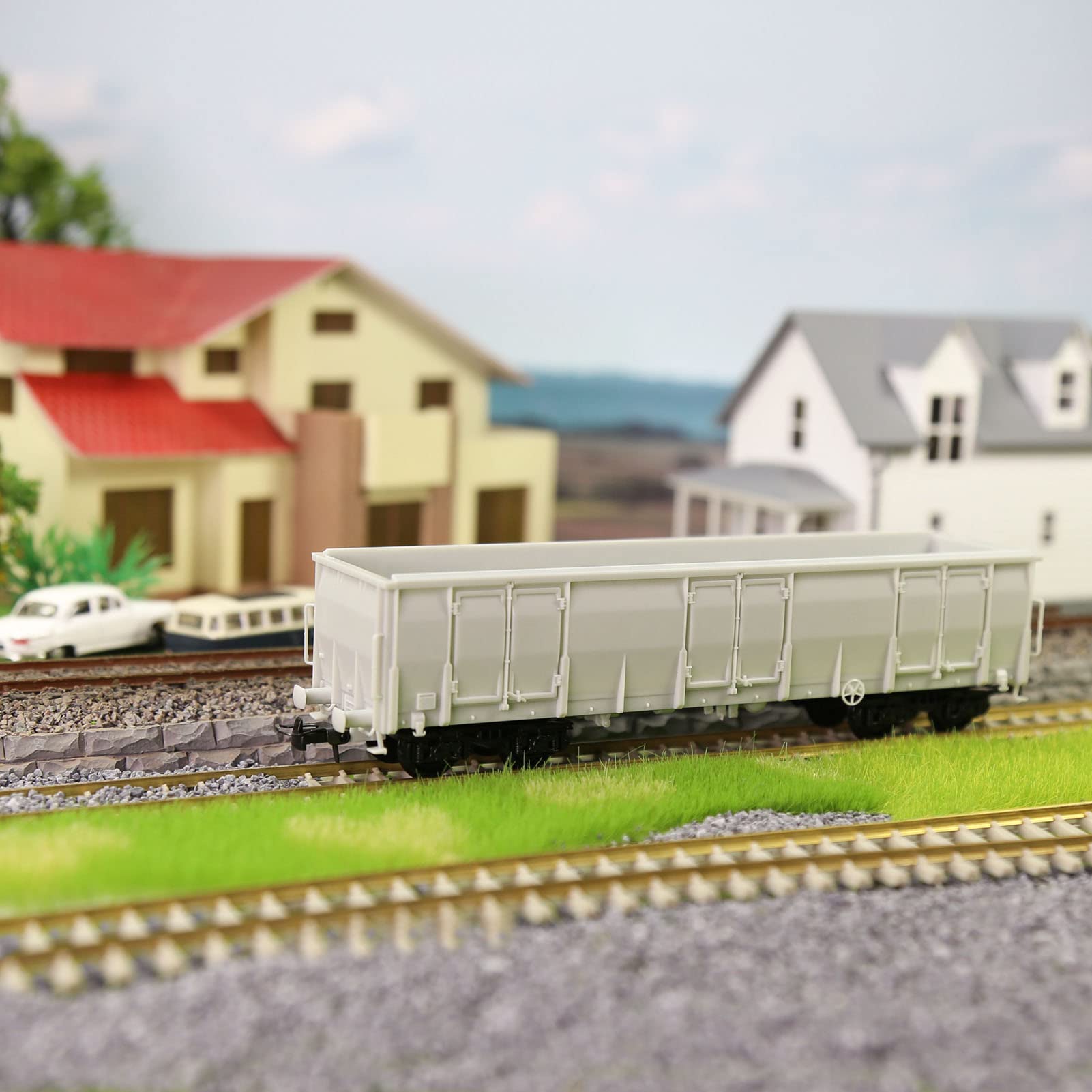 Evemodel Lot de 2 wagons à bord H0 1:87 - Modèle chemin de fer - Wagon - Colle non moulue - Non peint - Non monté