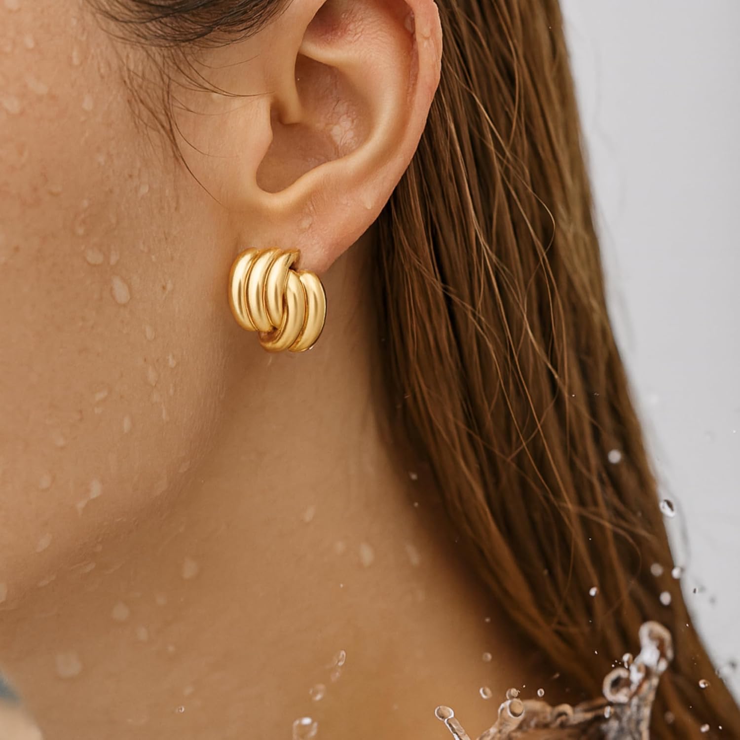 18K Gold Plated Stainless Steel Earrings for Women - Waterproof Anti-Tarnish Hypoallergenic Studs - Love Knot, Starfish, Seashell, Angel Wing, Pearl, Heart, Bow, Dome Statement Jewelry Gift - Image 2