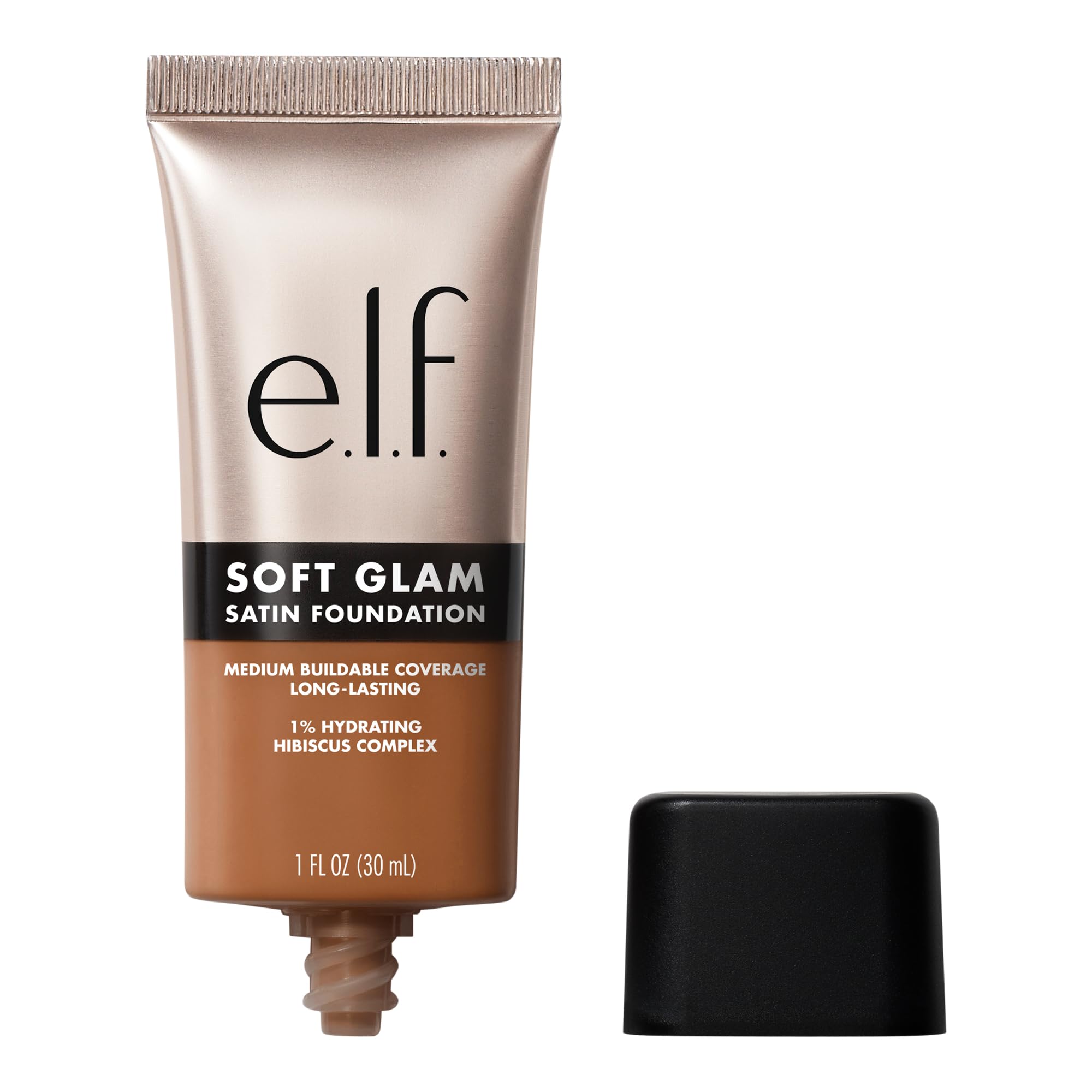 e.l.f. Soft Glam Medium Coverage, Long-Lasting & Buildable Liquid Foundation For A Smooth, For All Skin Type, Satin Finish, Vegan & Cruelty-Free, 50 Deep Warm