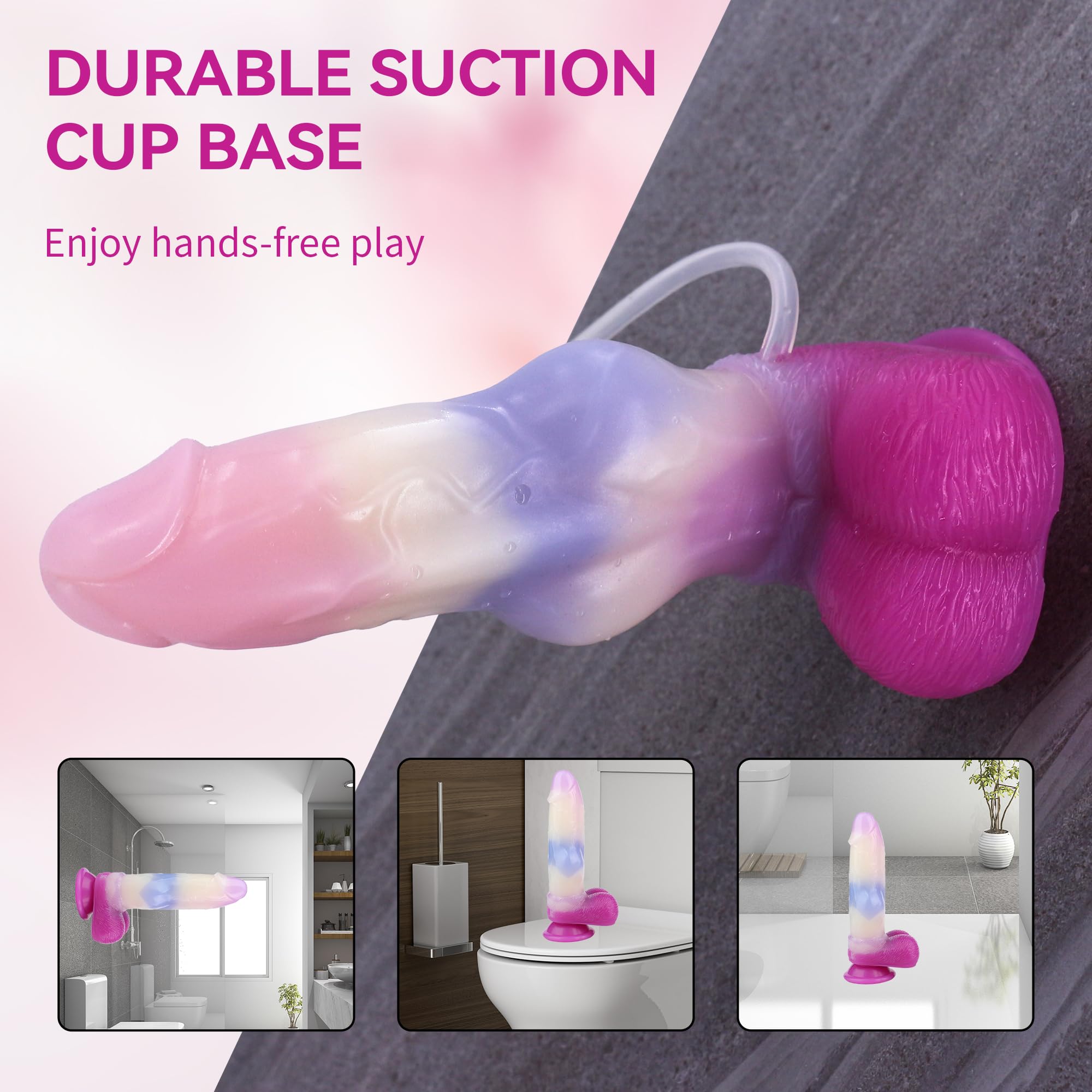 Squirting Dog Dildo Silicone 8.19'' Realistic Animal Dildos with Suction Cup Dragon Dildo Canine Dildo Anal Toys for Couples Women Strap On(): Pink