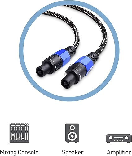 Miniatura 5 de Cable Matters Cable de altavoz trenzado prémium de 12 AWG de 6 pies compatible con puerto Speakon NL4FC