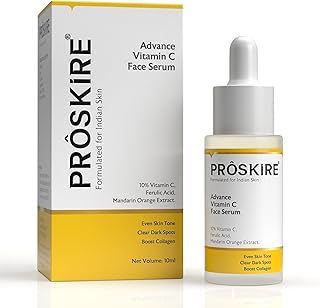 Proskire Advance 10% Vitamin C Face Serum with Ferulic & Mandarin Extract| Brightening, Dark Spot & Anti-Pigmentation Seru... Price In India